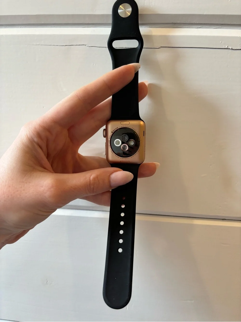 Apple Watch - Black Sport Band, Rose Gold